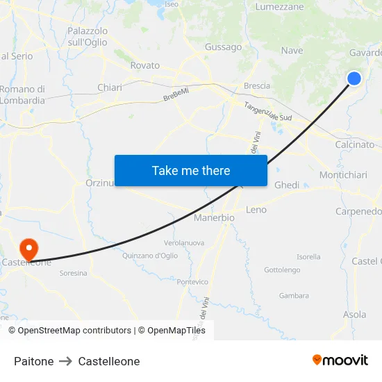 Paitone to Castelleone map