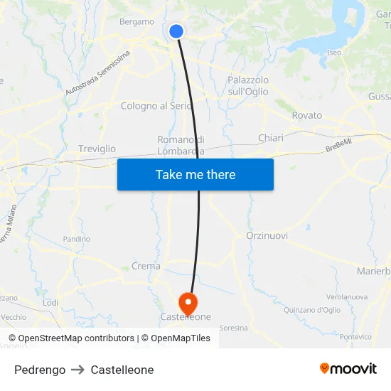 Pedrengo to Castelleone map