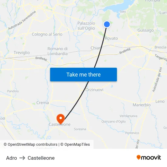 Adro to Castelleone map