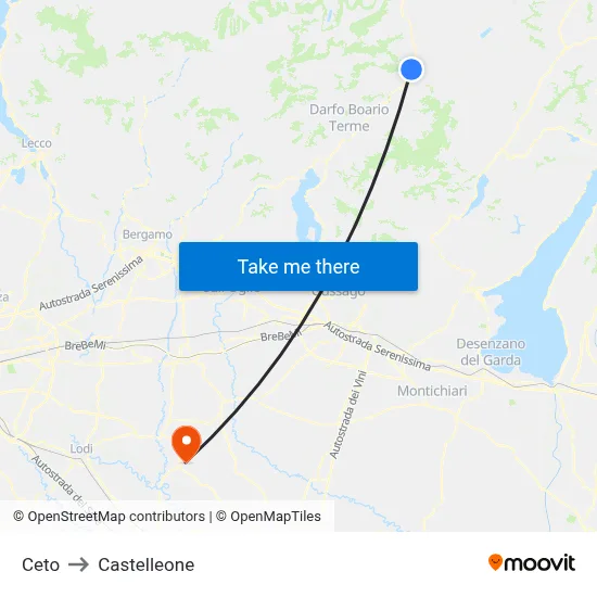 Ceto to Castelleone map