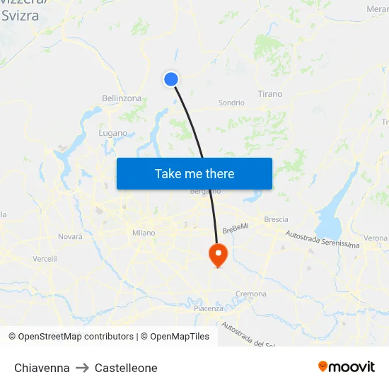 Chiavenna to Castelleone map
