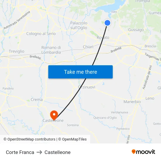 Corte Franca to Castelleone map