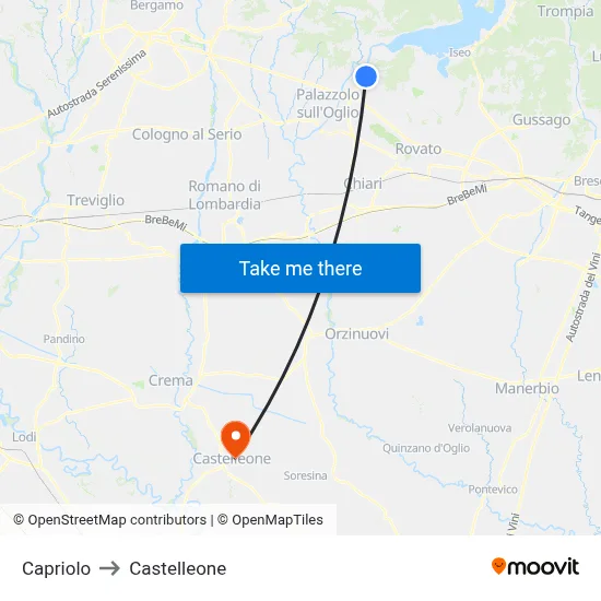 Capriolo to Castelleone map