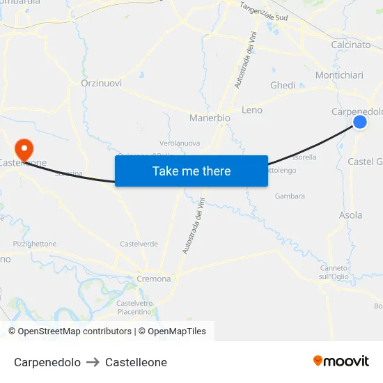 Carpenedolo to Castelleone map