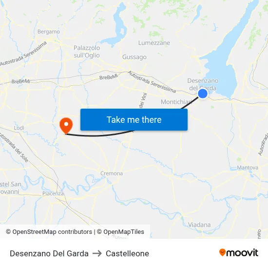 Desenzano del Garda to Castelleone map