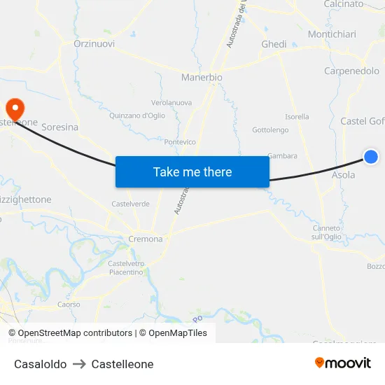 Casaloldo to Castelleone map