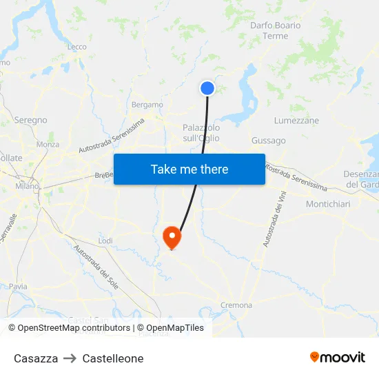 Casazza to Castelleone map