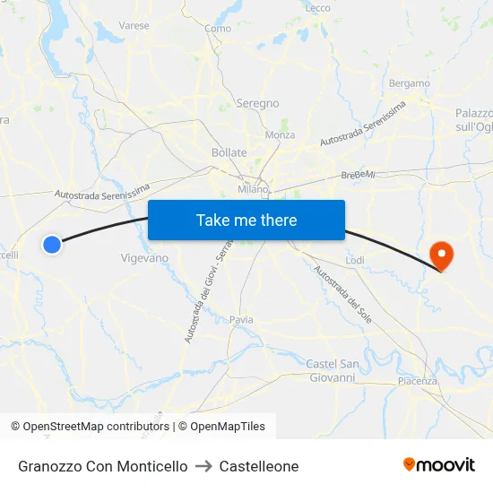 Granozzo Con Monticello to Castelleone map