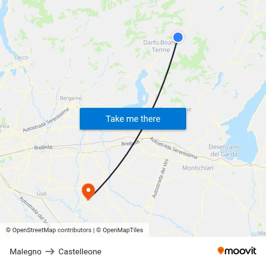 Malegno to Castelleone map