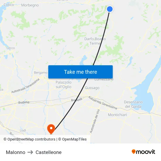 Malonno to Castelleone map
