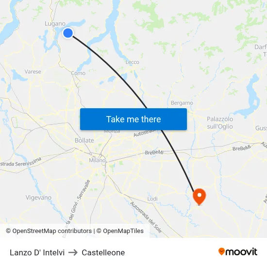 Lanzo d'Intelvi to Castelleone map