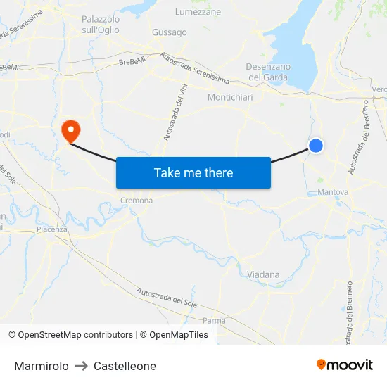 Marmirolo to Castelleone map
