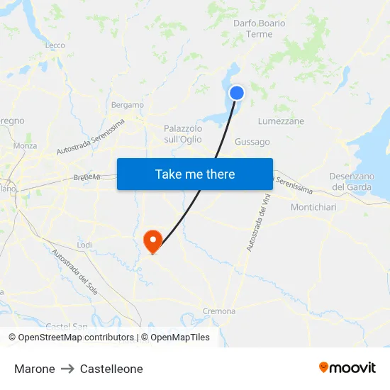 Marone to Castelleone map