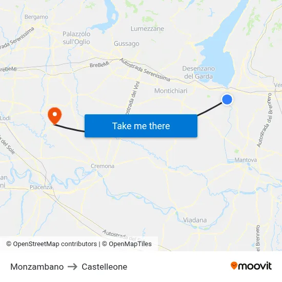 Monzambano to Castelleone map