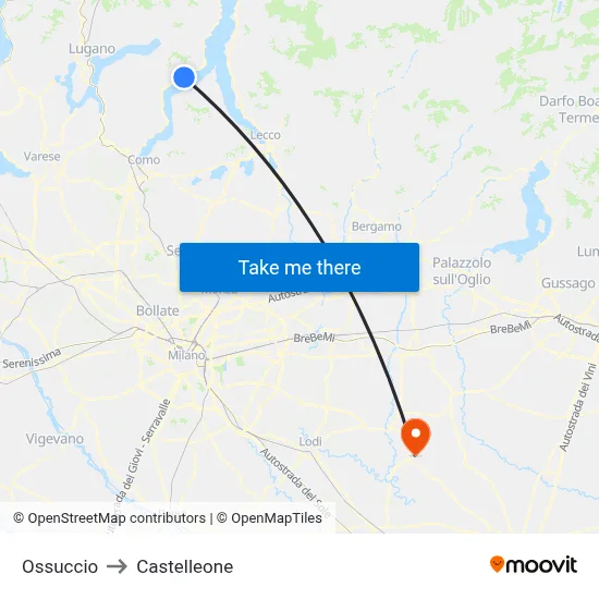 Ossuccio to Castelleone map