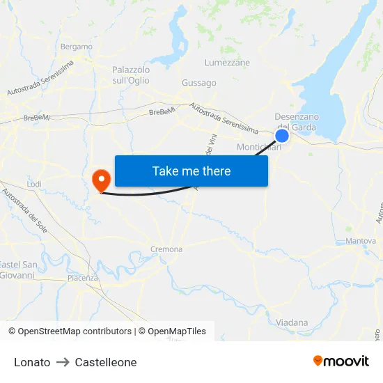 Lonato to Castelleone map