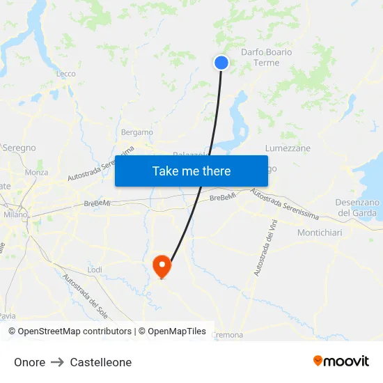 Onore to Castelleone map