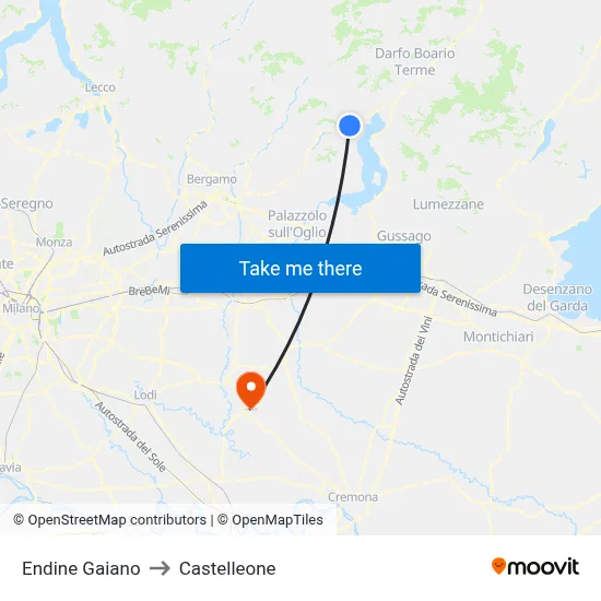 Endine Gaiano to Castelleone map