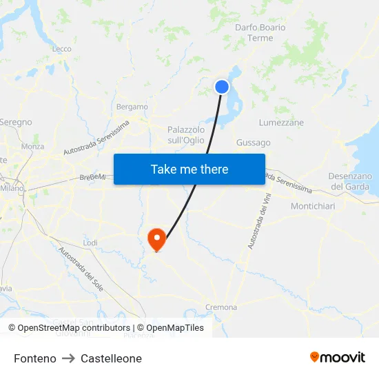 Fonteno to Castelleone map