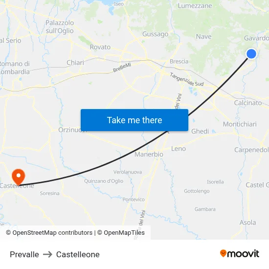 Prevalle to Castelleone map