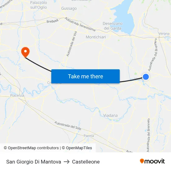 San Giorgio Di Mantova to Castelleone map