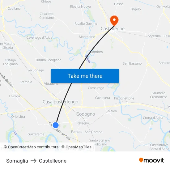 Somaglia to Castelleone map