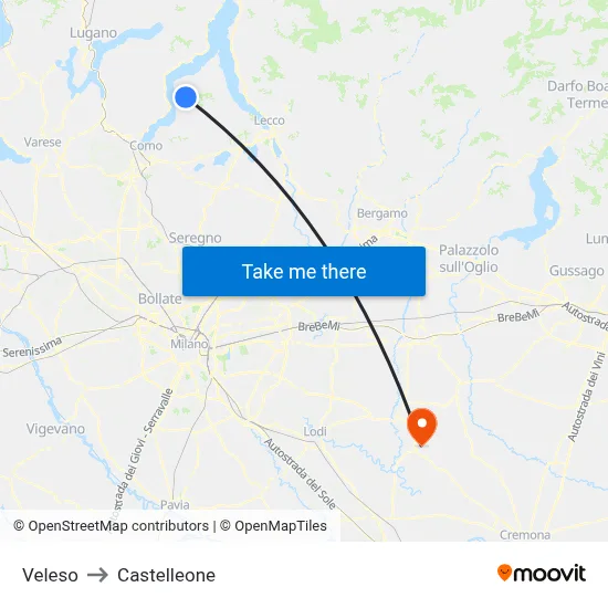 Veleso to Castelleone map