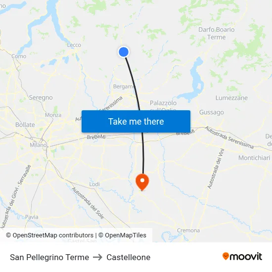 San Pellegrino Terme to Castelleone map