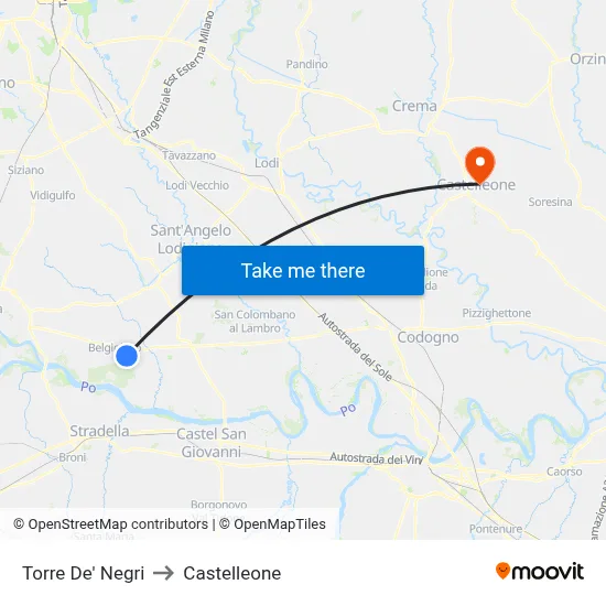 Torre De' Negri to Castelleone map