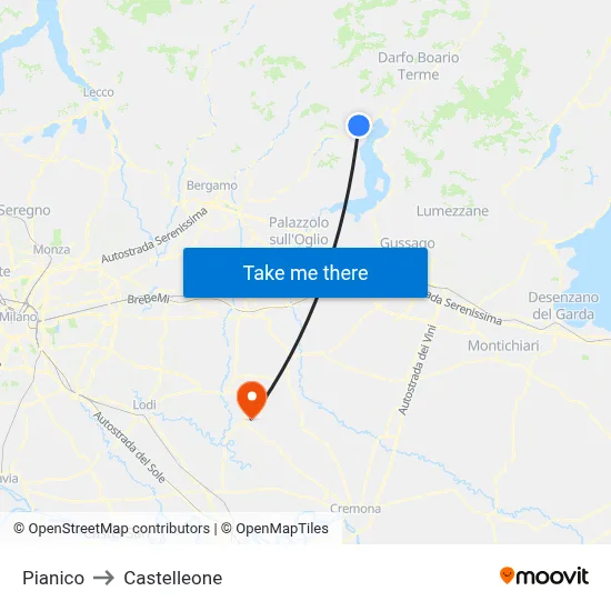 Pianico to Castelleone map