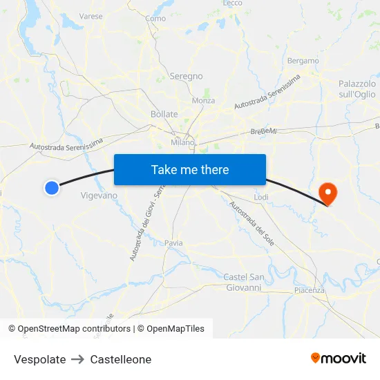 Vespolate to Castelleone map