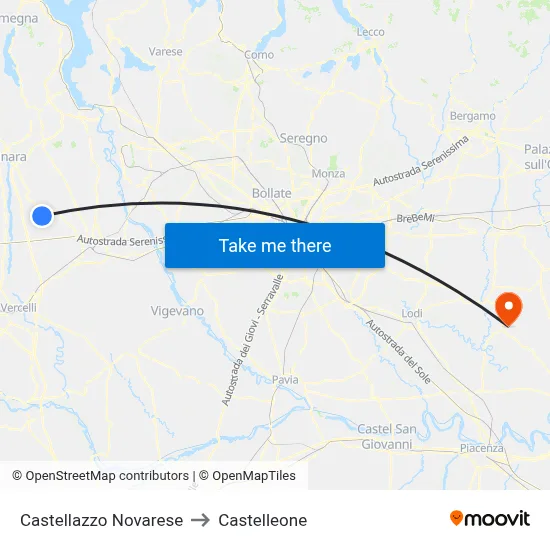 Castellazzo Novarese to Castelleone map