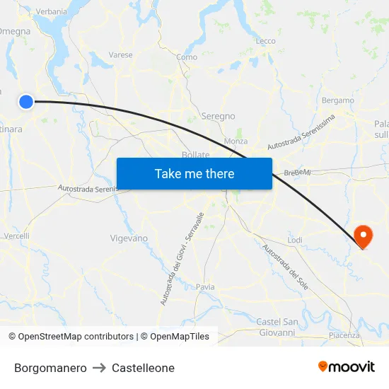 Borgomanero to Castelleone map