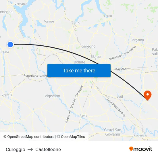Cureggio to Castelleone map