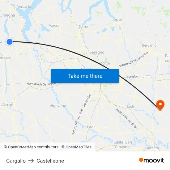 Gargallo to Castelleone map
