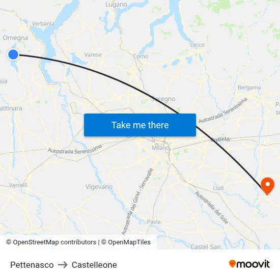 Pettenasco to Castelleone map