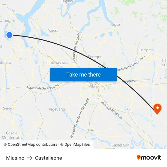 Miasino to Castelleone map
