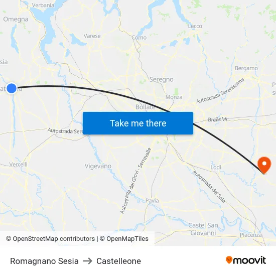 Romagnano Sesia to Castelleone map
