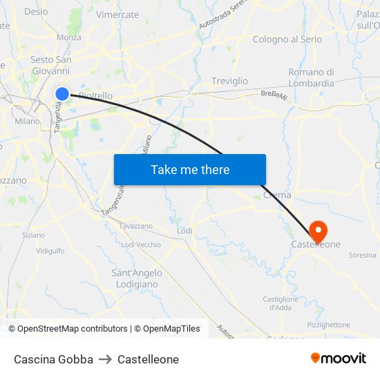 Cascina Gobba to Castelleone map