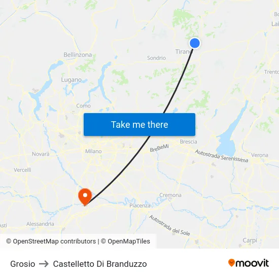 Grosio to Castelletto Di Branduzzo map