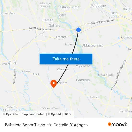 Boffalora Sopra Ticino to Castello D' Agogna map