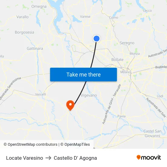 Locate Varesino to Castello D' Agogna map