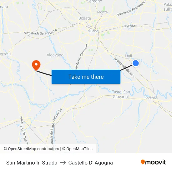 San Martino In Strada to Castello D' Agogna map