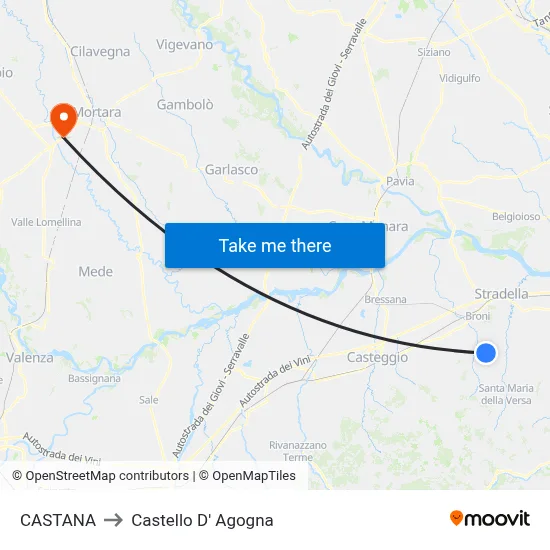 Castana to Castello D' Agogna map