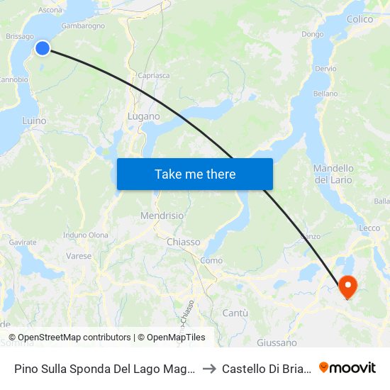 Pino Sulla Sponda Del Lago Maggiore to Castello Di Brianza map
