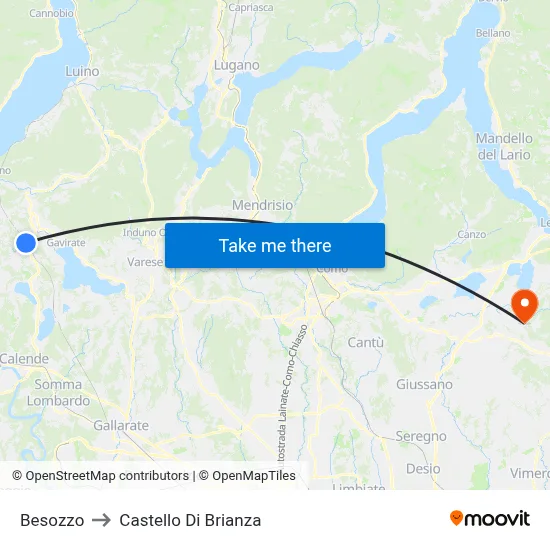 Besozzo to Castello di Brianza map