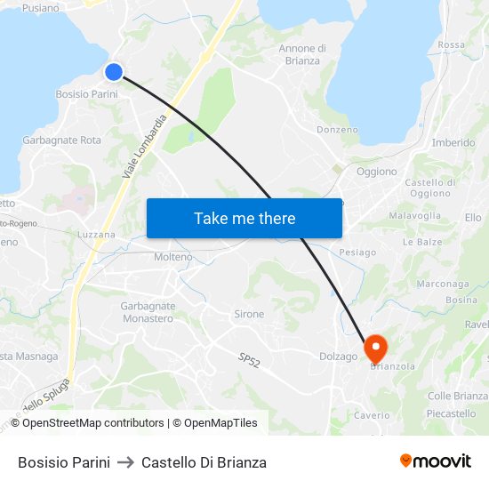 Bosisio Parini to Castello Di Brianza map