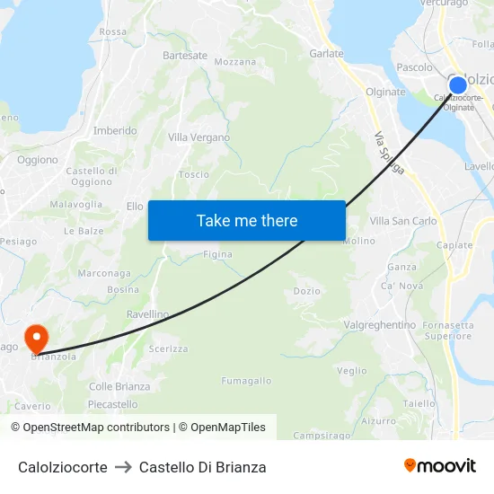 Calolziocorte to Castello di Brianza map
