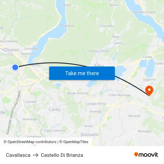 Cavallasca to Castello di Brianza map