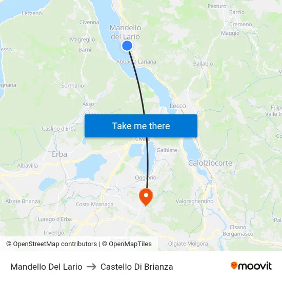 Mandello Del Lario to Castello di Brianza map